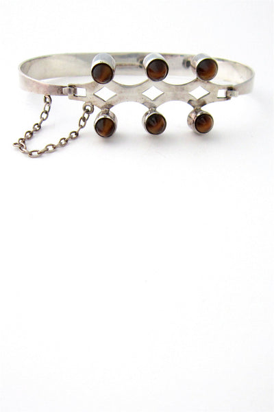 Kultaseppa Salovaara Finland vintage mid century modernist silver and tiger eye bracelet