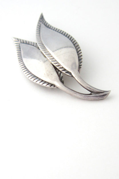 Just Andersen Denmark silver stylized leaves brooch