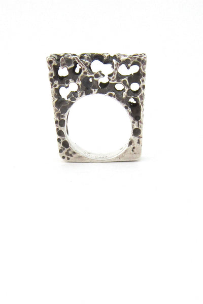 massive brutalist vintage silver ring