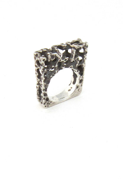massive brutalist vintage silver ring