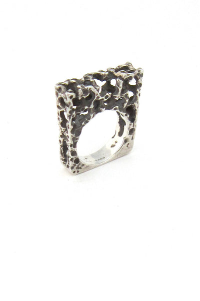 massive brutalist vintage silver ring