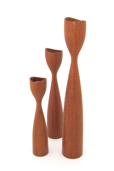 Denmark midcentury teak candlesticks