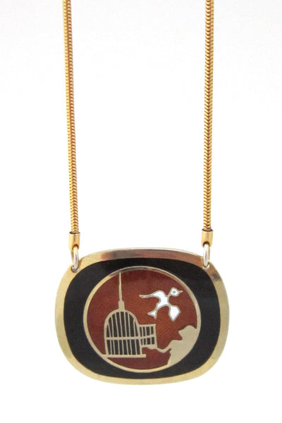 de Passillé-Sylvestre Canada vintage enamel "set it free" necklace