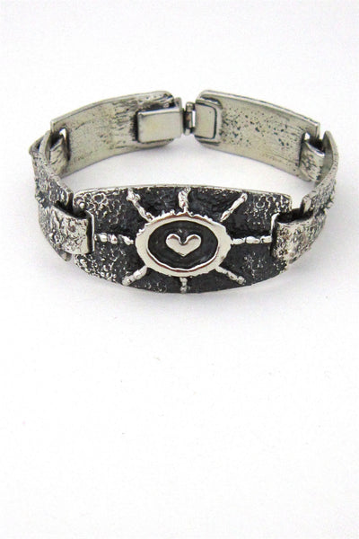 Jean-Claude Darveau, Canada vintage sunny heart pewter bracelet