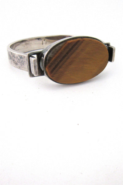 Joachim S'Paliu modernist silver and tiger's eye substantial bracelet