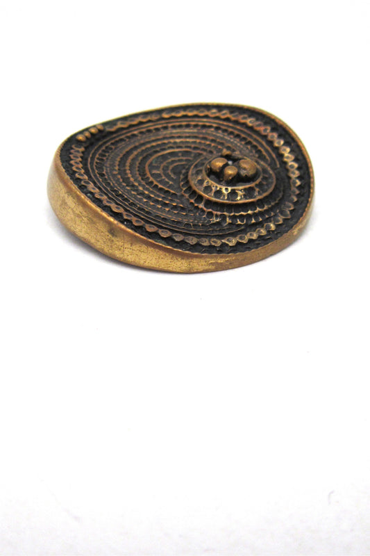 Jorma Laine for Turun Hopea Finland vintage bronze Sombrero brooch