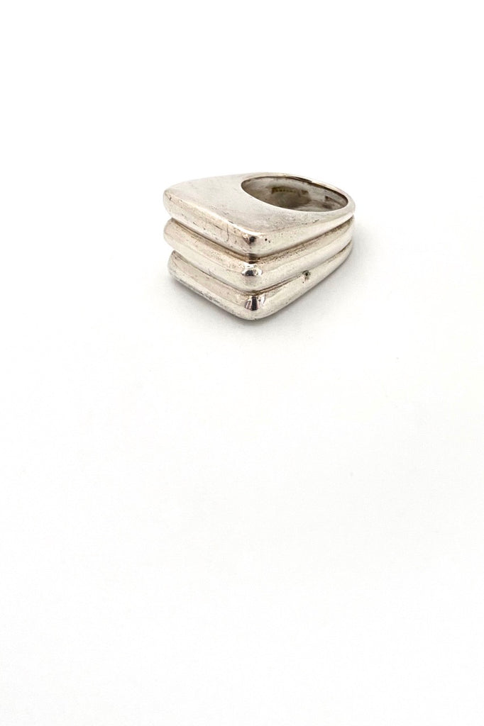 large heavy vintage silver ring possibly Bayanihan Modernist jewelry design
