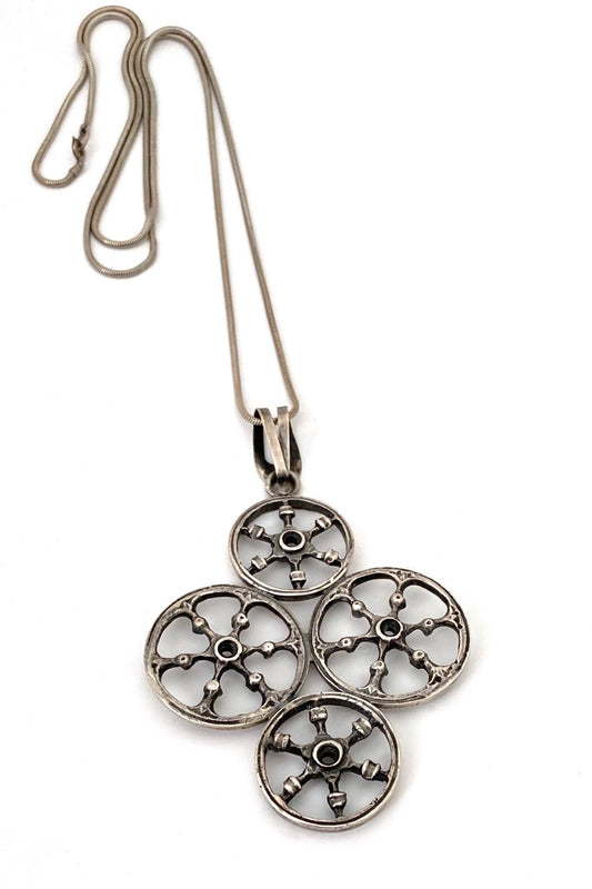 large vintage brutalist silver pendant necklace Giuseppe Belfiore Italy 1970s Modernist jewelry design