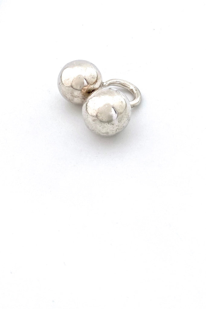 vintage silver large spheres ring Modernist jewelry design