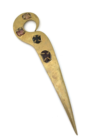 los Castillo Taxco Mexico vintage brass natural stone letter opener mid century modern design