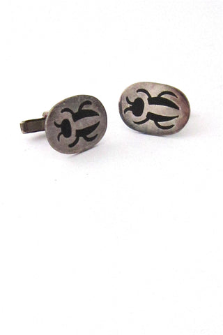 los Ballesteros vintage Mexico silver enamel beetle cuff links