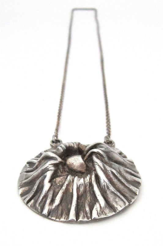 Matti Hyvarinen for Sirokoru Ky, Finland vintage sterling silver crater necklace