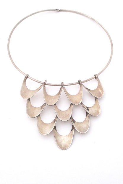 vintage modernist silver neck ring and large pendant after a design by Theresia Hvorslev Scandinavian Modern