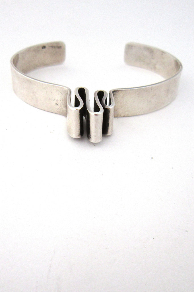 vintage modernist sterling silver heartbeat cuff bracelet