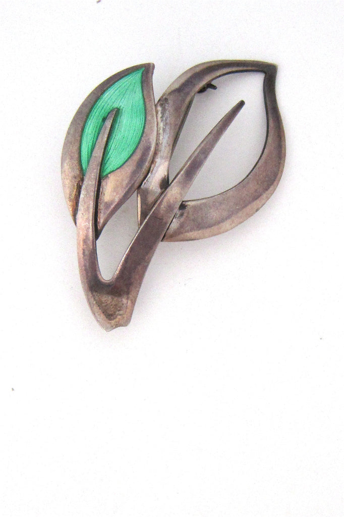 Niels Erik From Denmark modernist enamelled silver brooch