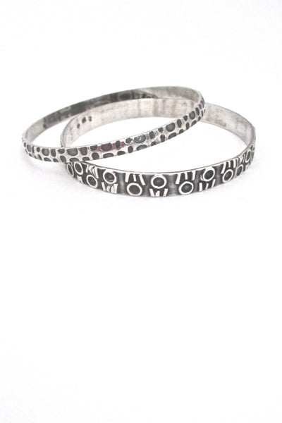 pair Rytosztuka Poland vintage textured silver Modernist bangle bracelets