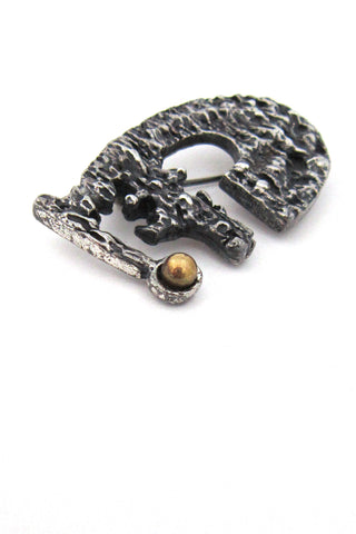 Robert Larin Canadian Modernist pewter brooch