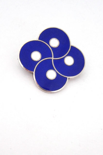 S & Co Sweden vintage silver enamel cobalt blue brooch