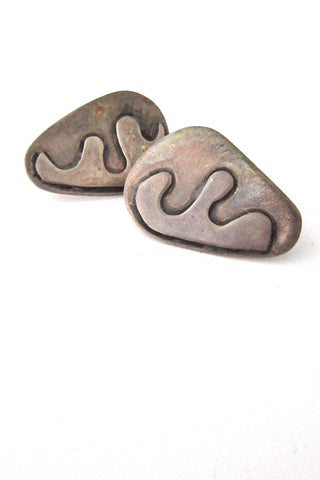 vintage sterling silver studio made large biomorphic cuff links