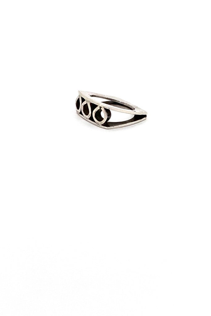 vintage 800 silver hand wrought ring Poland Modernist jewelry design