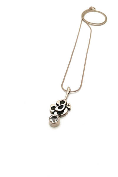 Valon Kulta Finland vintage silver rock crystal pendant necklace Scandinavian Modernist jewelry design