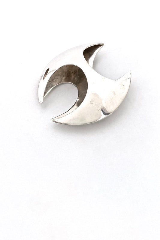 vintage large dimensional silver brooch Mexico Modernist jewelry design