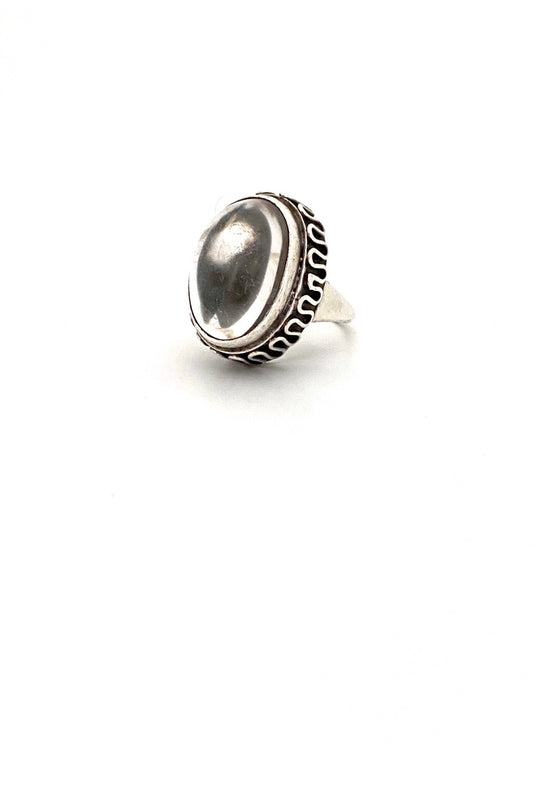 vintage silver large quartz double cabochon ring Poland