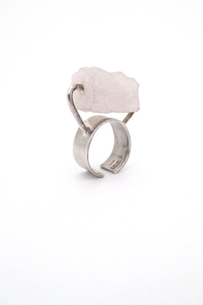 large vintage silver quartz sculptural kinetic ring