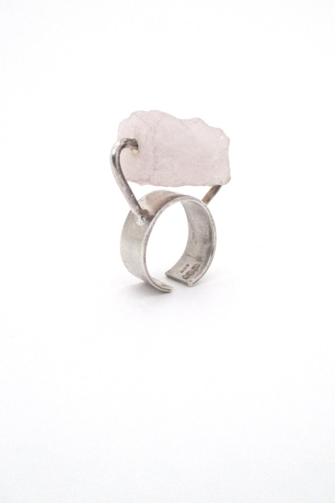 large vintage silver quartz sculptural kinetic ring