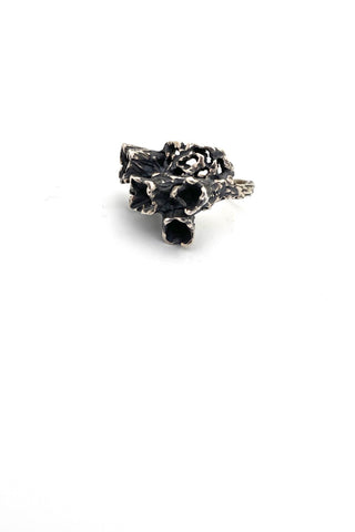vintage brutalist silver ring Modernist jewelry design NOS