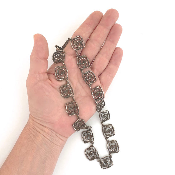 scale vintage-brutalist-sterling-silver-openwork-necklace