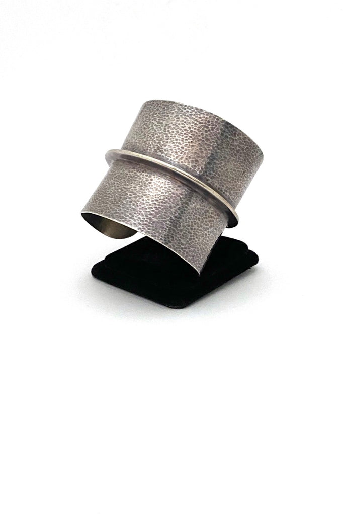 detail vintage hammered silver extra wide cuff bracelet mid century modern jewelry design