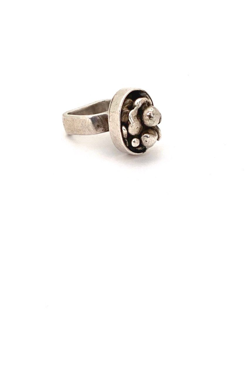 vintage heavy silver studio made ring Modernist jewelry design