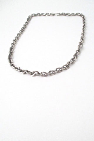 vintage hammered sterling silver brutalist chain necklace