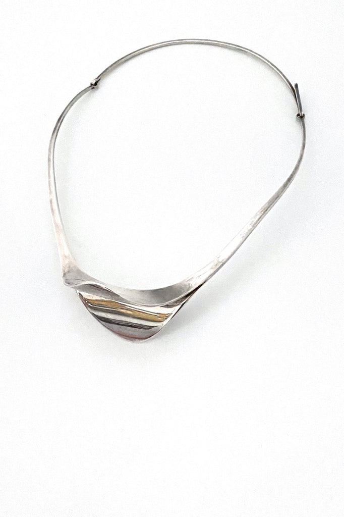 vintage heavy silver hand wrought curvy choker necklace Poland