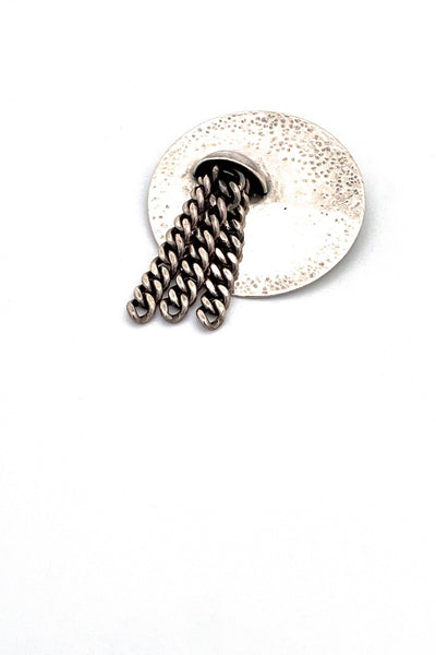 vintage heavy silver textured kinetic brooch studio made signed Bert Le Modernist jewelry design