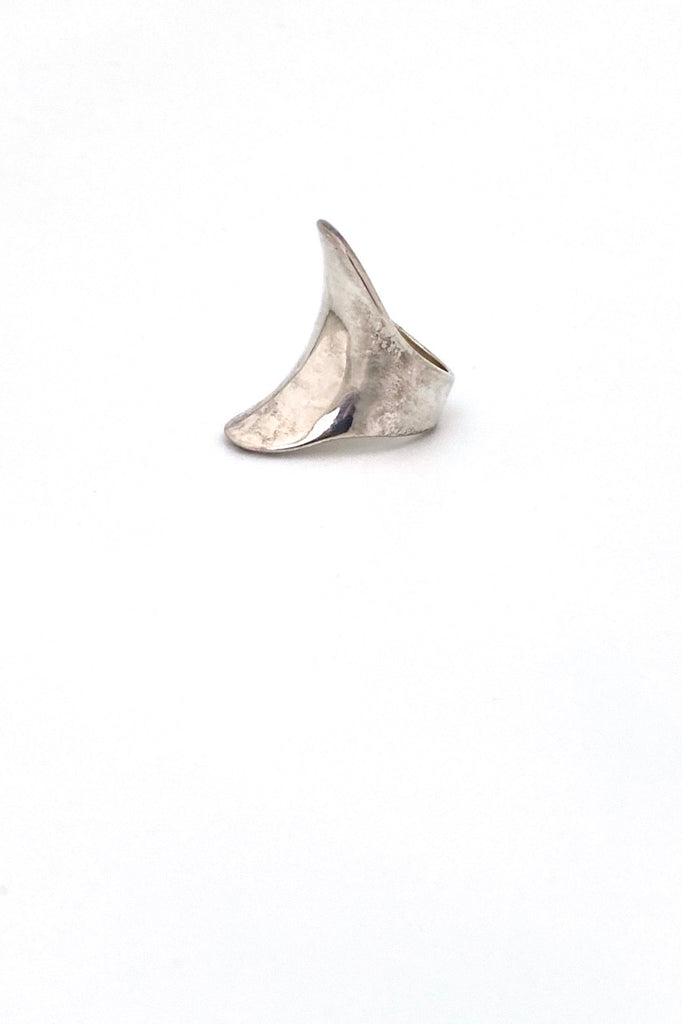 vintage heavy silver curved ring Pekka Piekainen replica Modernist jewelry design
