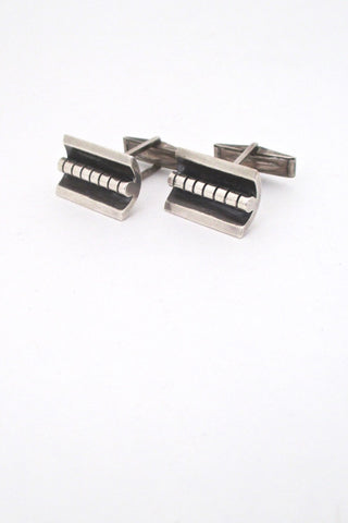 detail vintage mid century modern studio made heavy sterling silver cufflinks