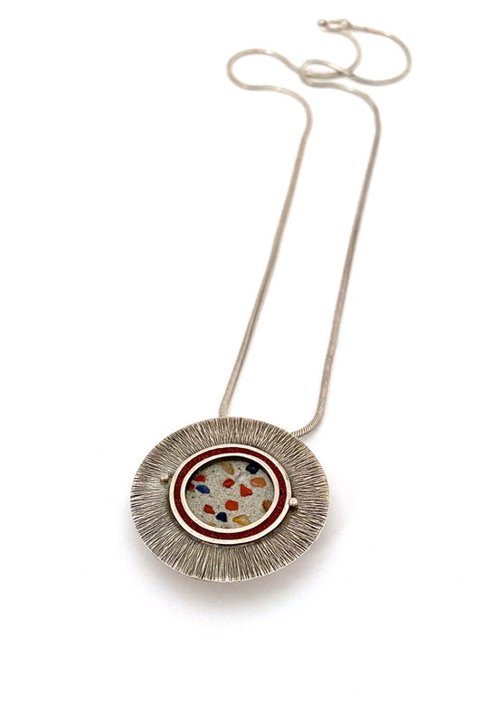 postmodern sterling silver, cement and natural stone confetti necklace