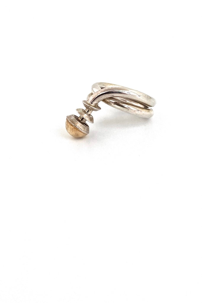 vintage silver 14k gold ring signed Postmodern jewelry design