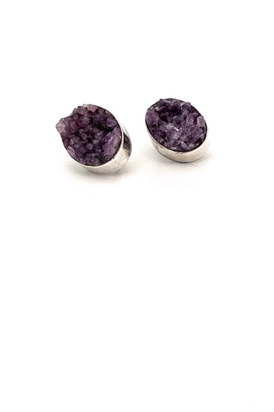 vintage silver and amethyst druzy earrings