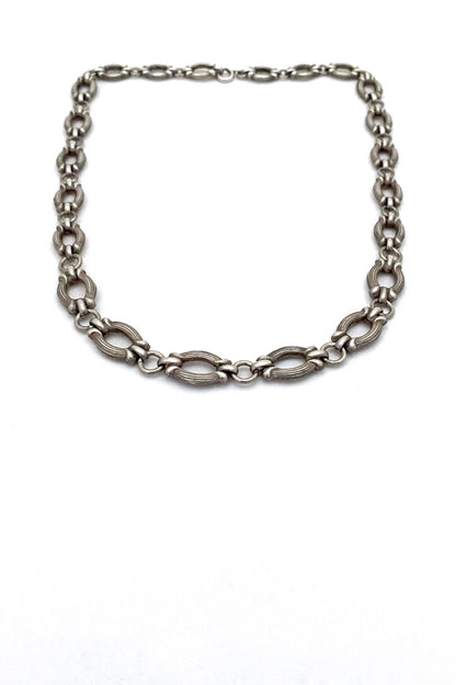 vintage antique silver fancy link graduated chain necklace