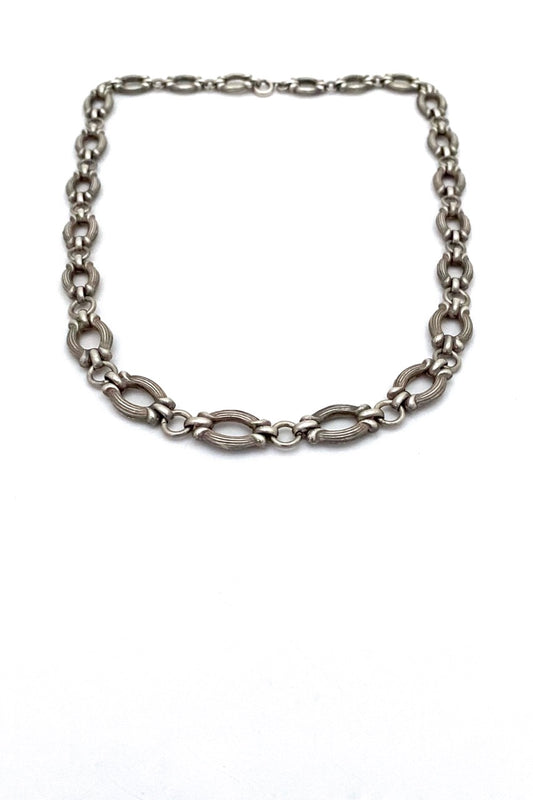 vintage antique silver fancy link graduated chain necklace