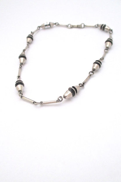 vintage heavy silver constructivist long link chain necklace mid century design