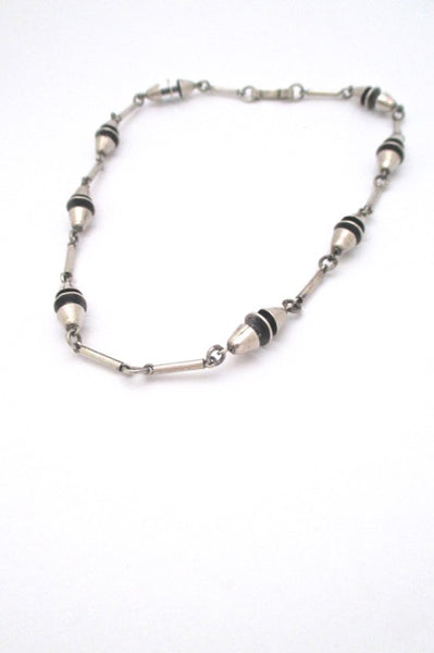 vintage heavy silver constructivist long link chain necklace mid century design
