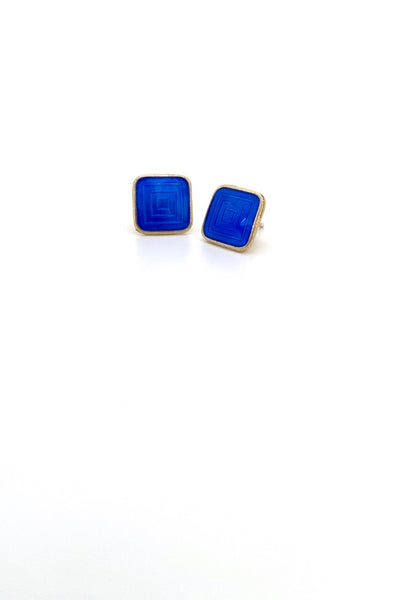 vintage Norway silver guilloche enamel post earrings Scandinavian jewelry design