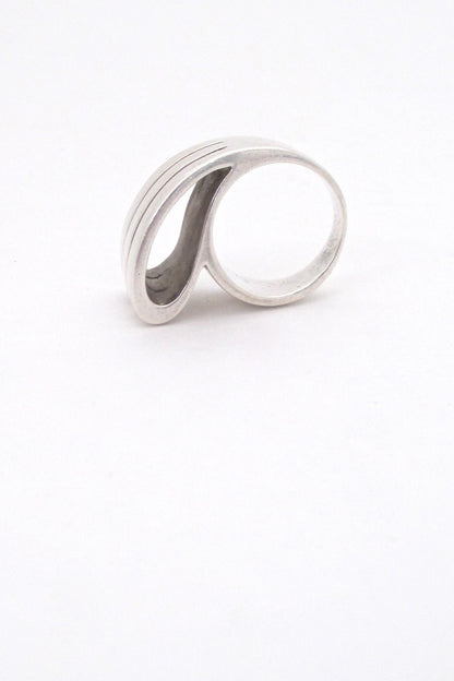 vintage silver large open loop ring Italy mid century modernist design