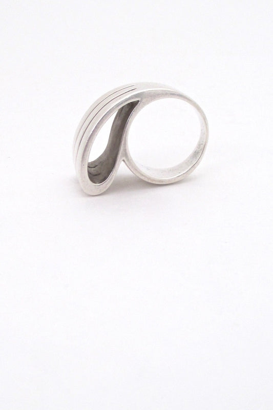vintage silver large open loop ring Italy mid century modernist design