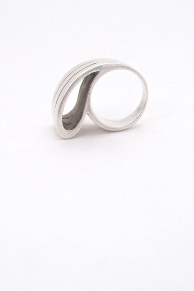 vintage silver large open loop ring Italy mid century modernist design
