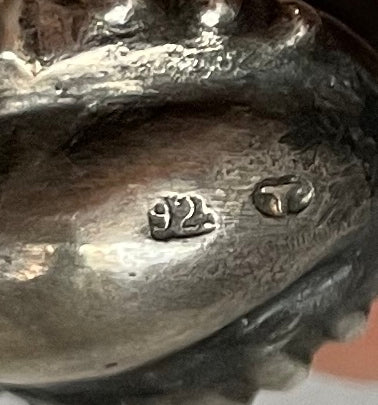 Scandinavian sterling silver graduated textured bead hinged bracelet